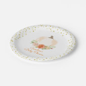 White Pumpkin Baby shower Waterverf Floral Papieren Bordje (Gekanteld)