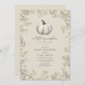 White Pumpkin & Baby's Herfst Baby shower Inv Kaart (Voorkant / Achterkant)