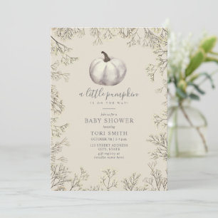 White Pumpkin & Baby's Herfst Baby shower Inv Kaart