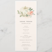 White Pumpkin Blush Flora Wedding Ceremony Program Menu (Voorkant)