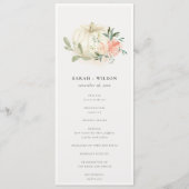 White Pumpkin Blush Flora Wedding Ceremony Program Menu (Voorkant)