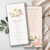 White Pumpkin Blush Flora Wedding Ceremony Program Menu