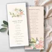 White Pumpkin Blush Flora Wedding Ceremony Program Menu