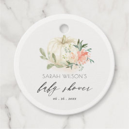 White Pumpkin Blush Floral Baby Brunch Shower Bedankjes Labels