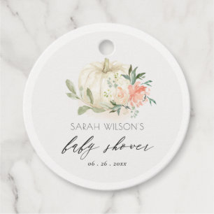 White Pumpkin Blush Floral Baby Brunch Shower Bedankjes Labels