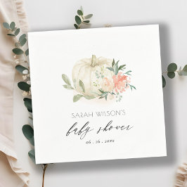 White Pumpkin Blush Floral Baby Brunch Shower Servet