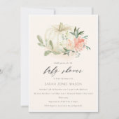 White Pumpkin Blush Floral Baby shower Invite Bedankkaart (Voorkant)