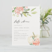 White Pumpkin Blush Floral Baby shower Invite Bedankkaart (Staand voorkant)
