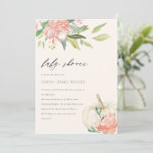 White Pumpkin Blush Floral Baby shower Invite Bedankkaart (Staand voorkant)