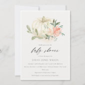 White Pumpkin Blush Floral Baby shower Invite Bedankkaart (Voorkant)