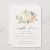 White Pumpkin Blush Floral Couples Shower Invite Bedankkaart (Voorkant)