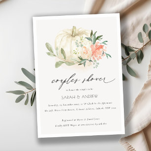 White Pumpkin Blush Floral Couples Shower Invite Bedankkaart