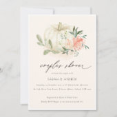 White Pumpkin Blush Floral Couples Shower Invite Bedankkaart (Voorkant)