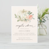 White Pumpkin Blush Floral Couples Shower Invite Bedankkaart (Staand voorkant)