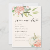 White Pumpkin Blush Floral Save the Date Invite Bedankkaart (Voorkant)