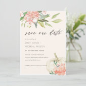 White Pumpkin Blush Floral Save the Date Invite Bedankkaart (Staand voorkant)
