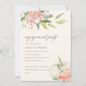 White Pumpkin Blush Floral Verloving Invite Bedankkaart (Voorkant)