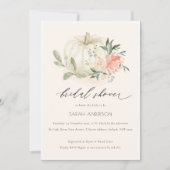 White Pumpkin Blush Floral Vrijgezellenfeest Invit Bedankkaart (Voorkant)