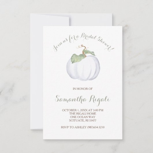 White Pumpkin Bridal Shower Invitation Kaart (Voorkant)