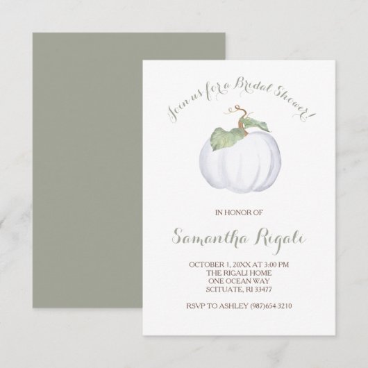 White Pumpkin Bridal Shower Invitation Kaart (Voorkant / Achterkant)