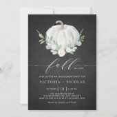 White Pumpkin Chalkboard Herfst Engagement Party Kaart (Voorkant)