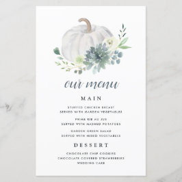 White Pumpkin Elegant Succulent Herfst Menu Kaarte