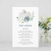 White Pumpkin Elegant Succulent Herfst Menu Kaarte (Staand voorkant)