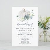 White Pumpkin Elegant Succulent Wedding Programs (Staand voorkant)