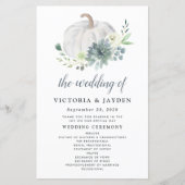 White Pumpkin Elegant Succulent Wedding Programs (Voorkant)
