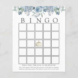 White Pumpkin en Blue Floral Baby Bingo Game Kaart