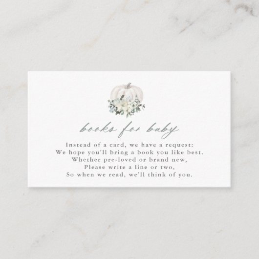 White Pumpkin- en Flowers-boeken voor Baby-behuizi Informatiekaartje (Voorkant)