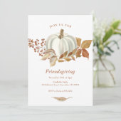 White Pumpkin Fall Leaves Friendsgiving Kaart (Staand voorkant)