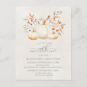 White Pumpkin Fall verlaat 100ste verjaardagsfeest Uitnodiging Briefkaart (Voorkant)