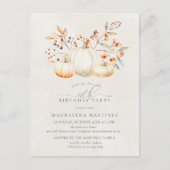 White Pumpkin Fall verlaat 80ste verjaardagsfeestj Uitnodiging Briefkaart (Voorkant)