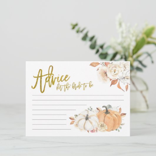 White Pumpkin Floral Advice for the bride to be Advieskaart (Staand voorkant)