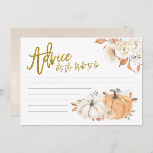 White Pumpkin Floral Advice for the bride to be Advieskaart (Voorkant / Achterkant)
