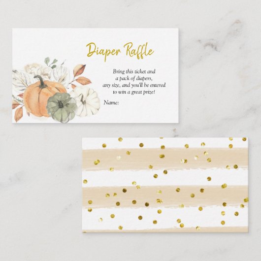 White Pumpkin Floral Diaper Raffle Card Informatiekaartje (Voorkant / Achterkant)