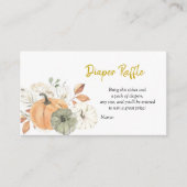 White Pumpkin Floral Diaper Raffle Card Informatiekaartje (Voorkant)