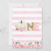 White Pumpkin Floral Gold Word 1e verjaardag Kaart (Achterkant)