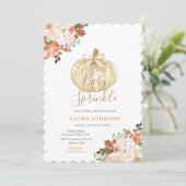 White Pumpkin Floral Herfst Baby Sprinkle Invitati Kaart (Staand voorkant)