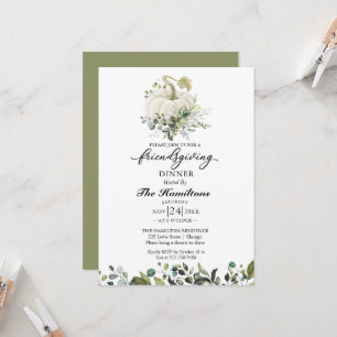 White Pumpkin Friendsgiving Dinner Invitation