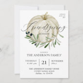 White Pumpkin Friendsgiving Invitation Kaart (Voorkant)