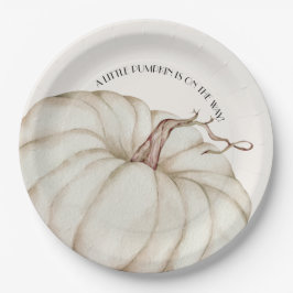 White Pumpkin Gender Neutral Baby shower Papieren Bordje