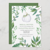 White Pumpkin Greenery Bridal Shower Invitation Kaart (Voorkant / Achterkant)