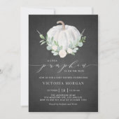 White Pumpkin Greenery Chalkboard Herfst Baby show Kaart (Voorkant)