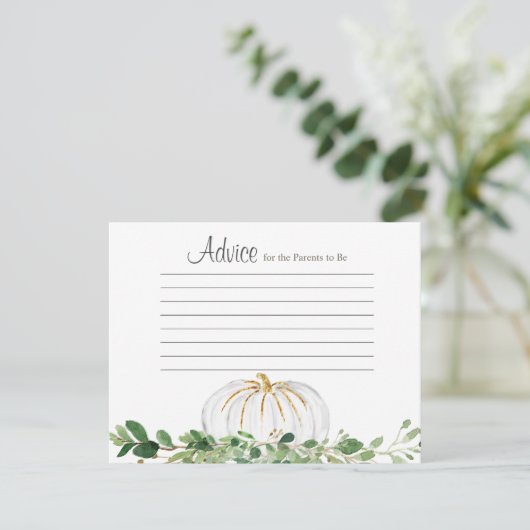 White Pumpkin Greenery Floral Advice Kaart (Staand voorkant)