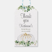 White Pumpkin Greenery Floral Dank u Label Cadeaulabel (Voorkant)