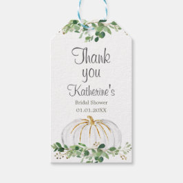 White Pumpkin Greenery Floral Dank u Label Cadeaulabel