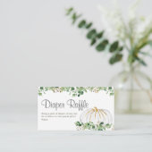 White Pumpkin Greenery Floral Diaper Raffle Kaart (Staand voorkant)