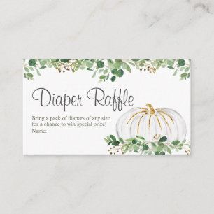 White Pumpkin Greenery Floral Diaper Raffle Kaart